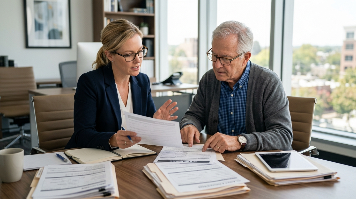 Attorney reviewing medical lien documents after an injury settlement