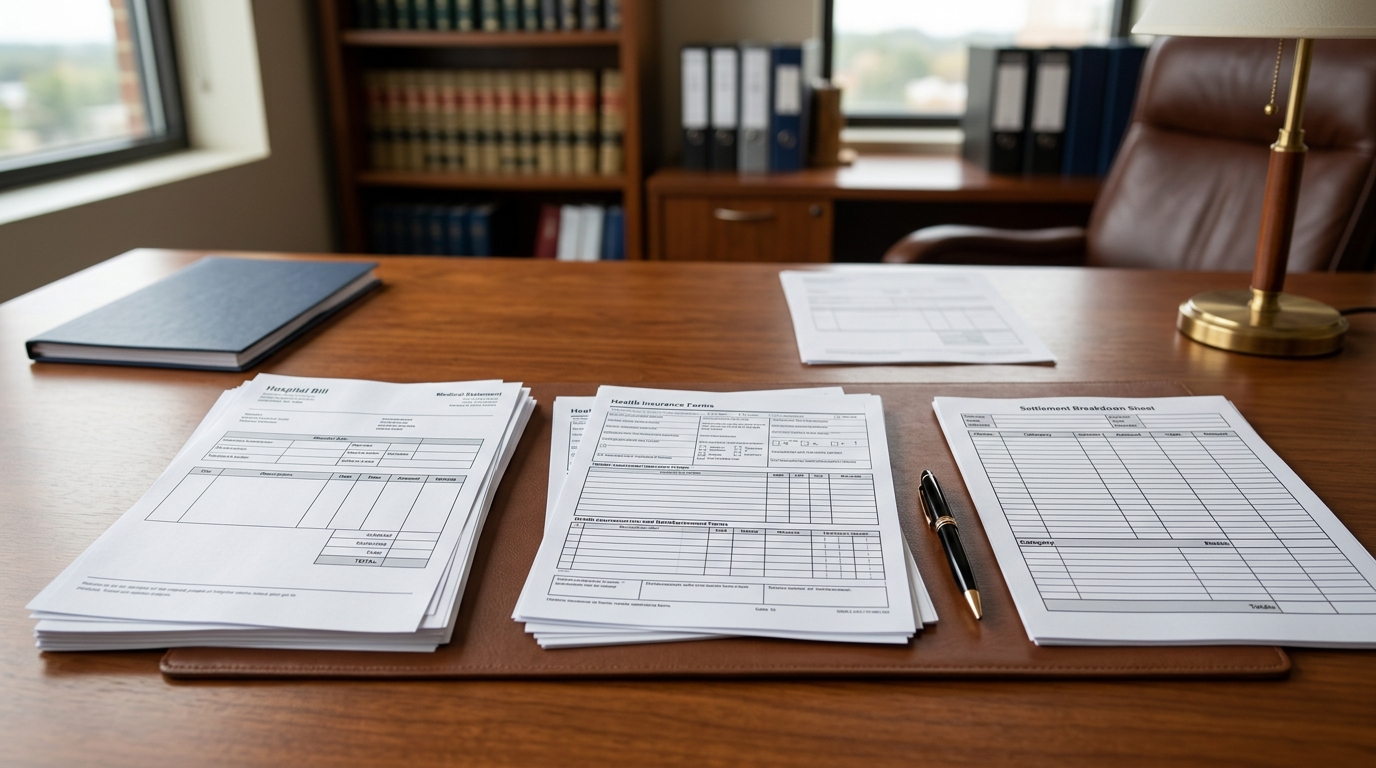 Medical bills and settlement breakdown in a personal injury claim